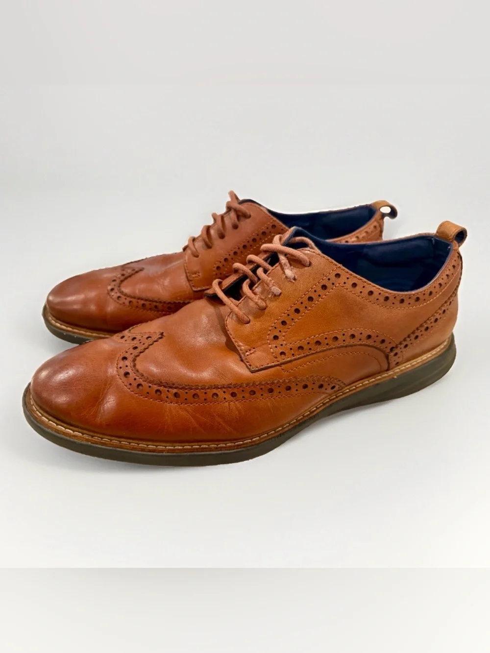 Cole Haan Mens Size 10.5 M Grand Evolution Leather Wingtip Oxford Shoes Brown